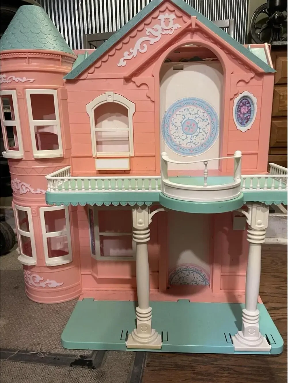 Vintage 1995 Barbie Victorian Dream House Pink Blue! Retro